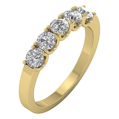 14k White Yellow Rose Gold Natural Diamond I1 G 1.00 Ct Five Stone Engagement Ring Prong Set