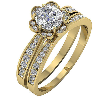 Designer Bridal Engagement Ring Set I1 G 1.70 Carat 14K Solid Gold 10.00 MM