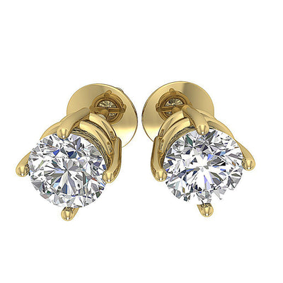 Genuine Diamond Solitaire Studs Wedding Earrings SI1/I1 G 0.20 Ct 14k/18k White Gold Prong Set