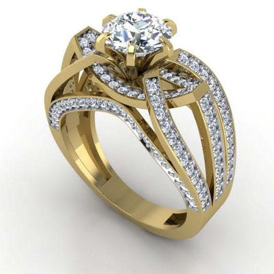 14k Rose Gold Designer Engagement Ring Natural Diamond SI1 G 1.70 Carat Prong Set 6.30 MM