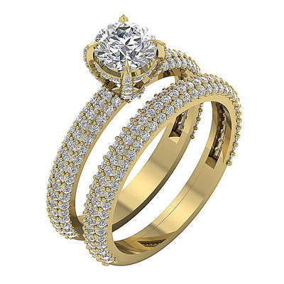 Round Diamond 14K Solid Gold Halo Bridal Wedding Ring Prong Set I1 G 2.75 Ct 7.85 MM
