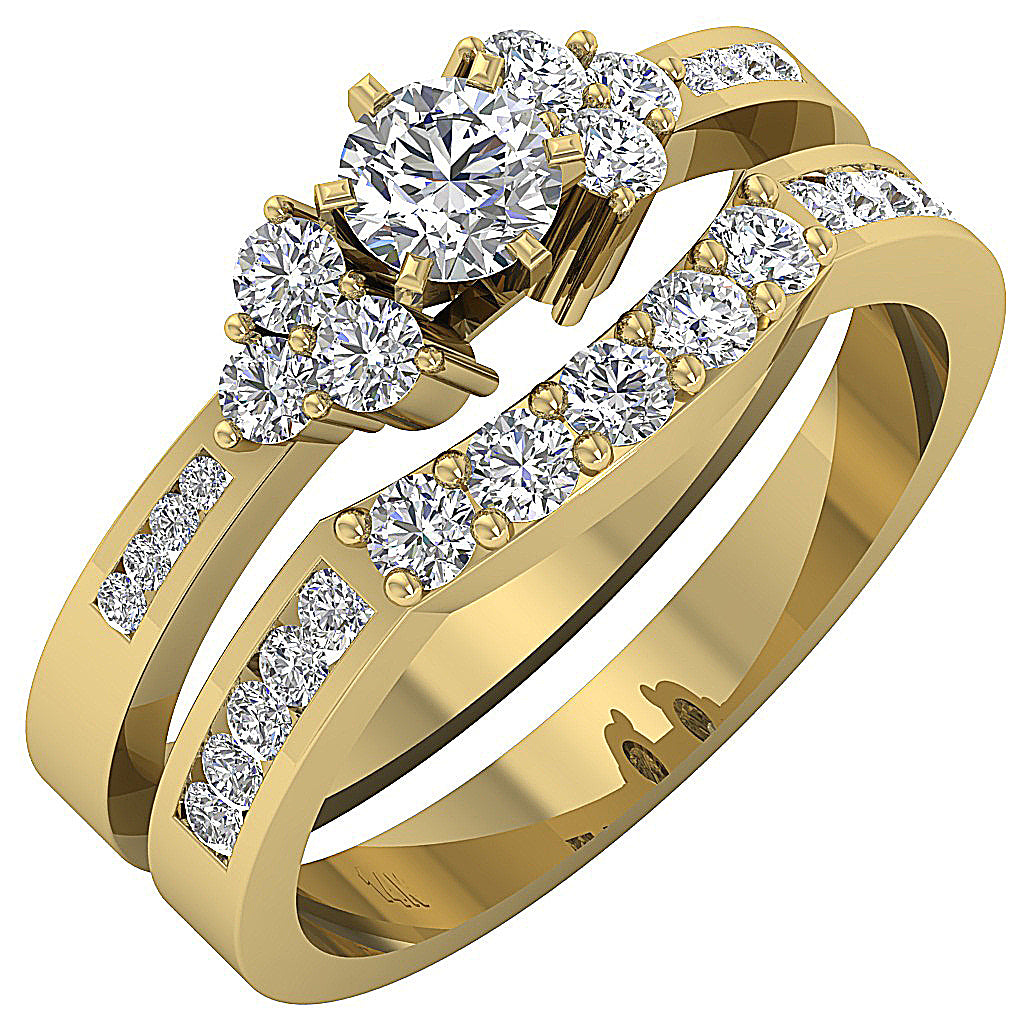 14kYellowGoldGenuineDiamondBridalRingSet