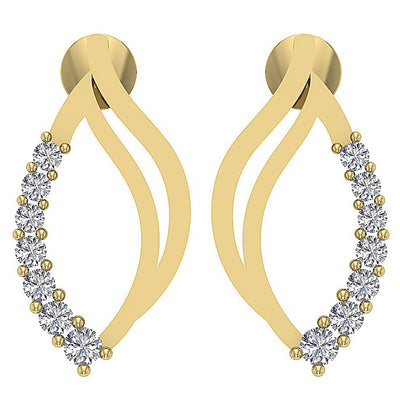 18k/14k Rose Gold Fashion Wedding Earrings Genuine Diamond SI1/I1 G 0.30 Ct Prong Set
