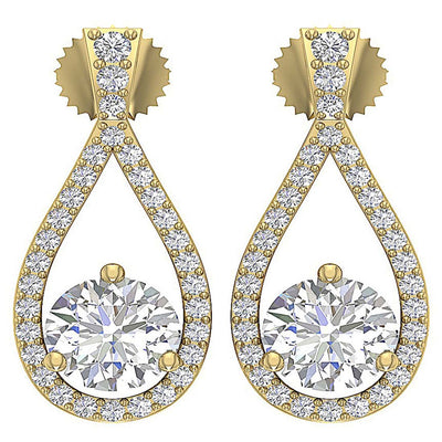 Dangle Engagement Earring Natural Diamond SI1/I1 G 1.65 Ct 18k/14k Solid Gold Prong Set