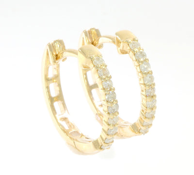 Beautiful Hoop Wedding Earrings Genuine Diamond SI1/I1 G 0.25 Ct 14k/18k Solid Gold Prong Set