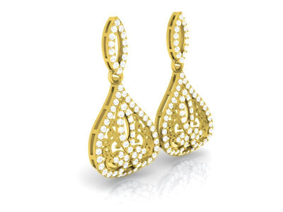 Chandelier Anniversary Earrings Round Diamond SI1/I1 G 2.50 Ct 18k/14k Solid Gold Prong Set