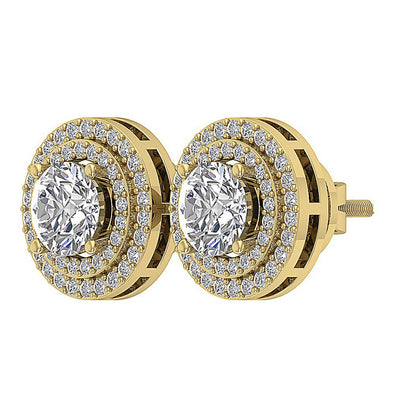 I1 G 2.11 Ct Natural Diamonds 14k Solid Gold Removable Jacket Studs Earrings Set
