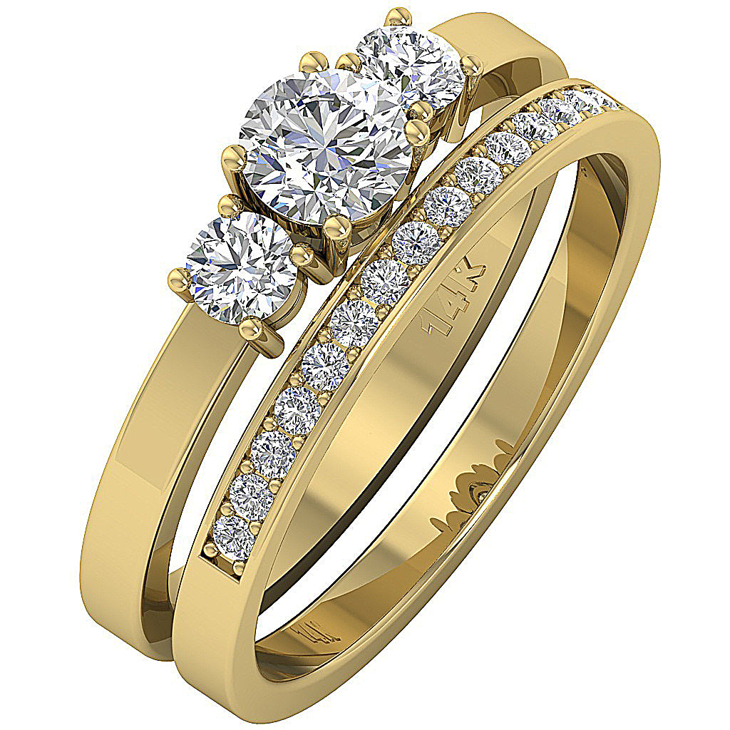14kYellowGoldNaturalDiamondBridalRingSet