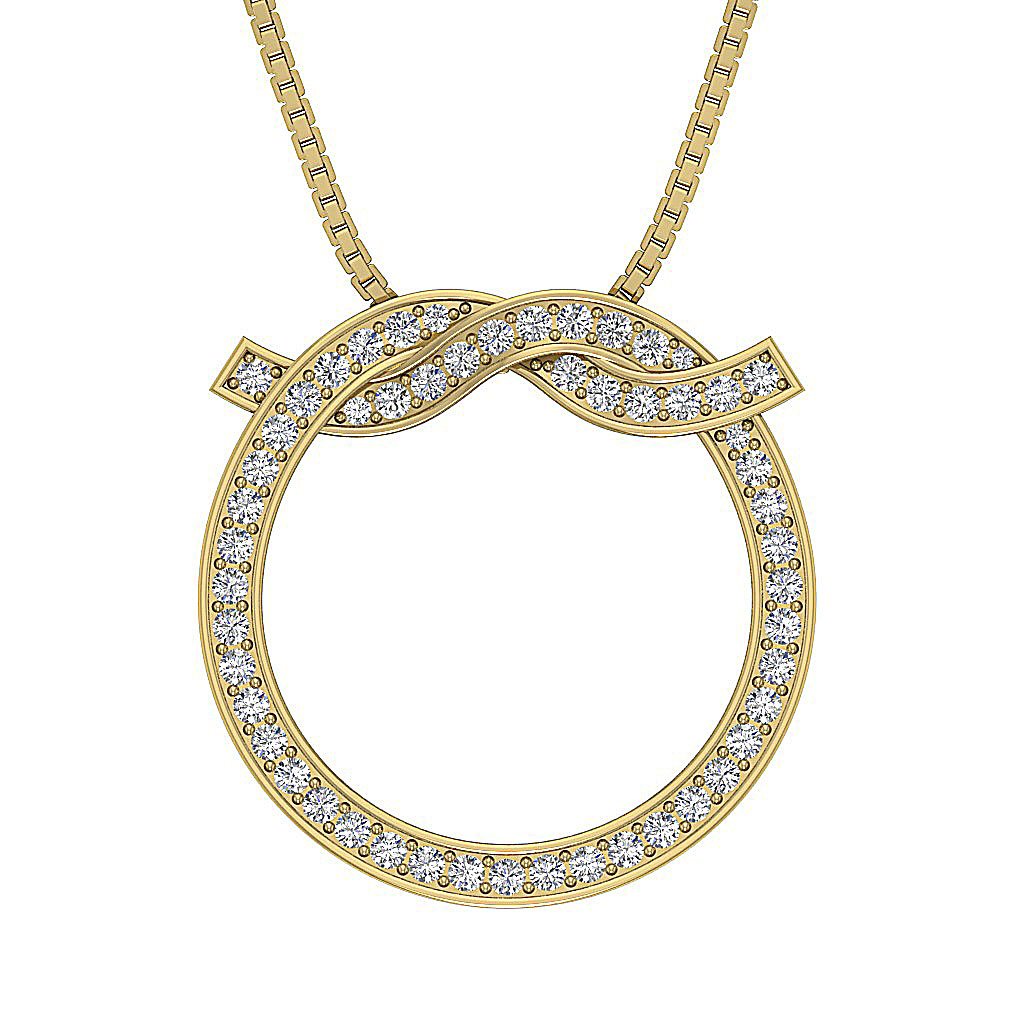 SI1/I1 G 0.60 Ct Circle Shape Pendants 14k/18k Solid Gold Round Diamonds