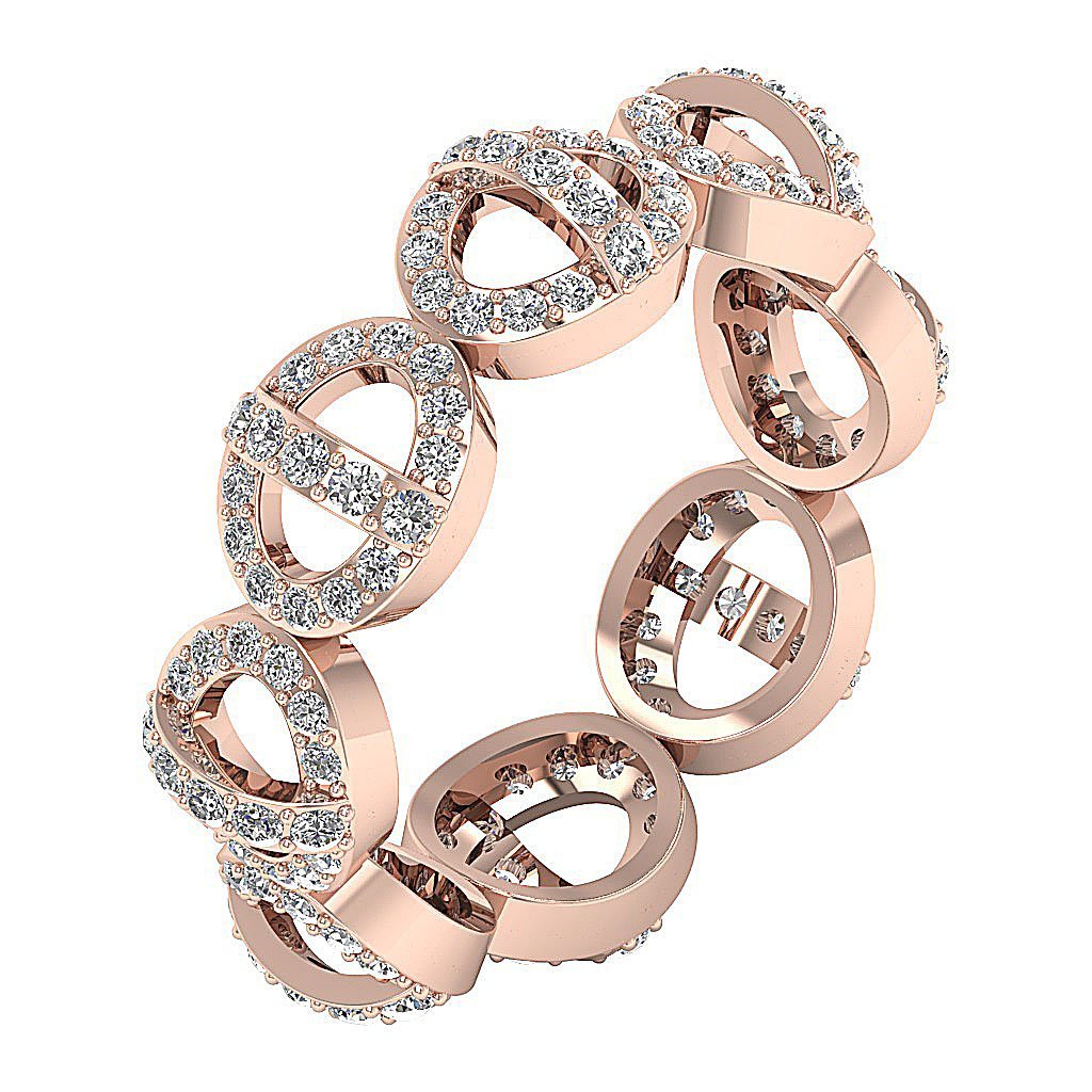 7.00 MM Unique Eternity Engagement Ring I1 G 1.10ct Natural Diamond 14k Yellow Gold Prong Set