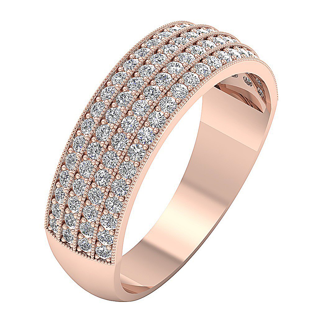 14k White Gold Petite Anniversary Ring SI1 G 0.90 Ct Natural Round Diamond Pave Set 7.20MM