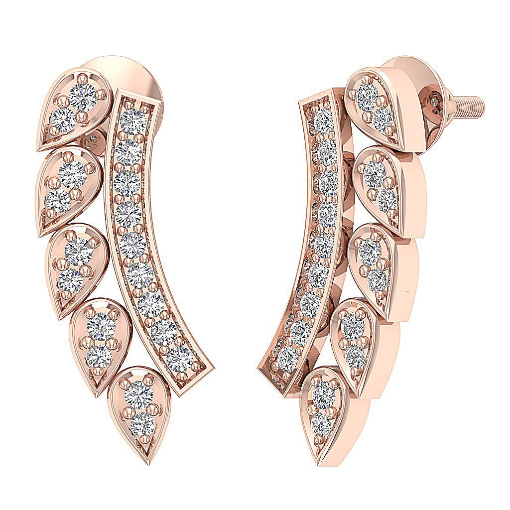 Prong Set Fashion Anniversary Earrings Round Diamond SI1/I1 G 0.45 Ct 18k/14k White Yellow Rose Gold
