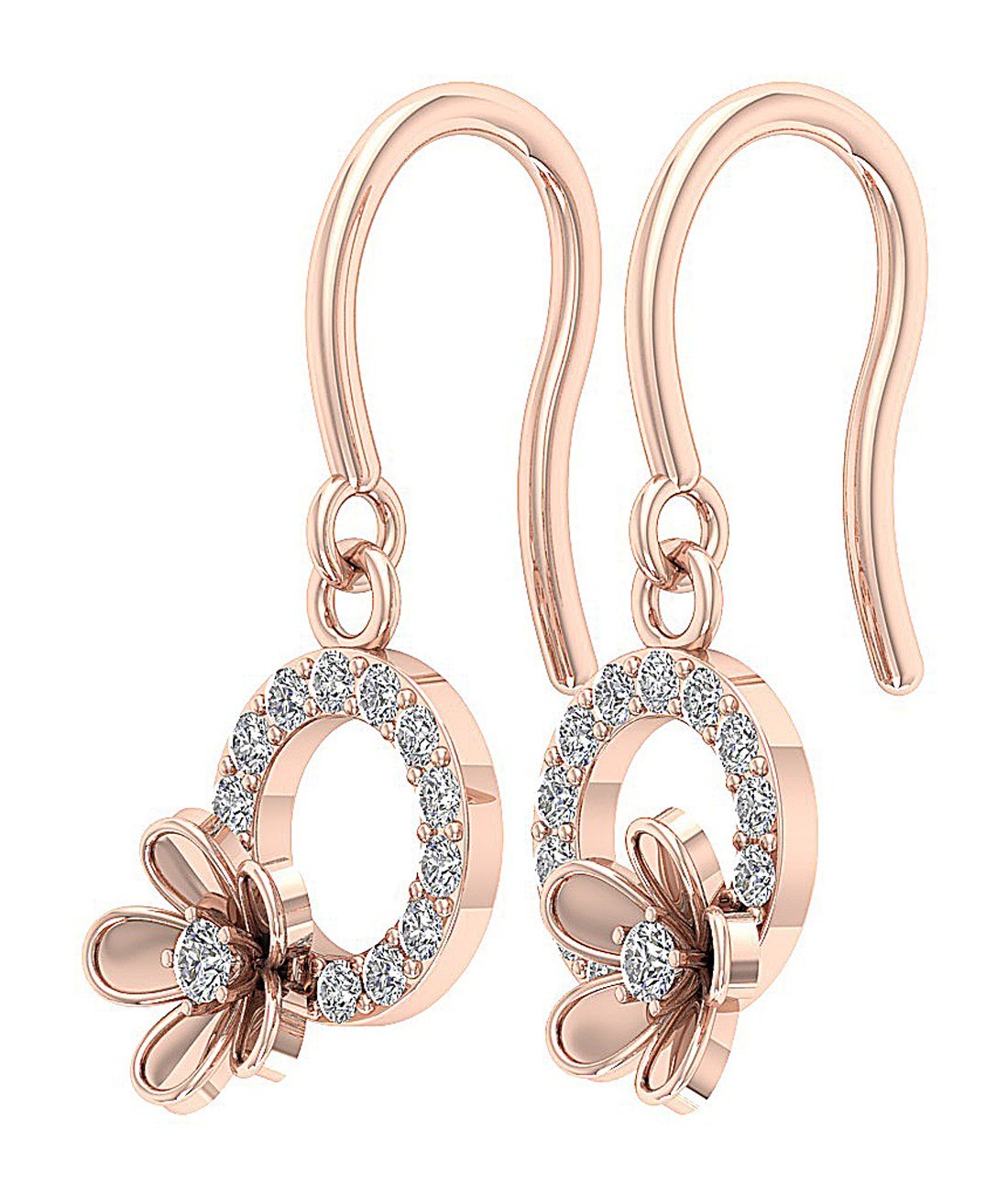 Round Diamond Dangle Anniversary Earrings SI1/I1 G 0.40 Ct 18k/14k White Gold Prong Set
