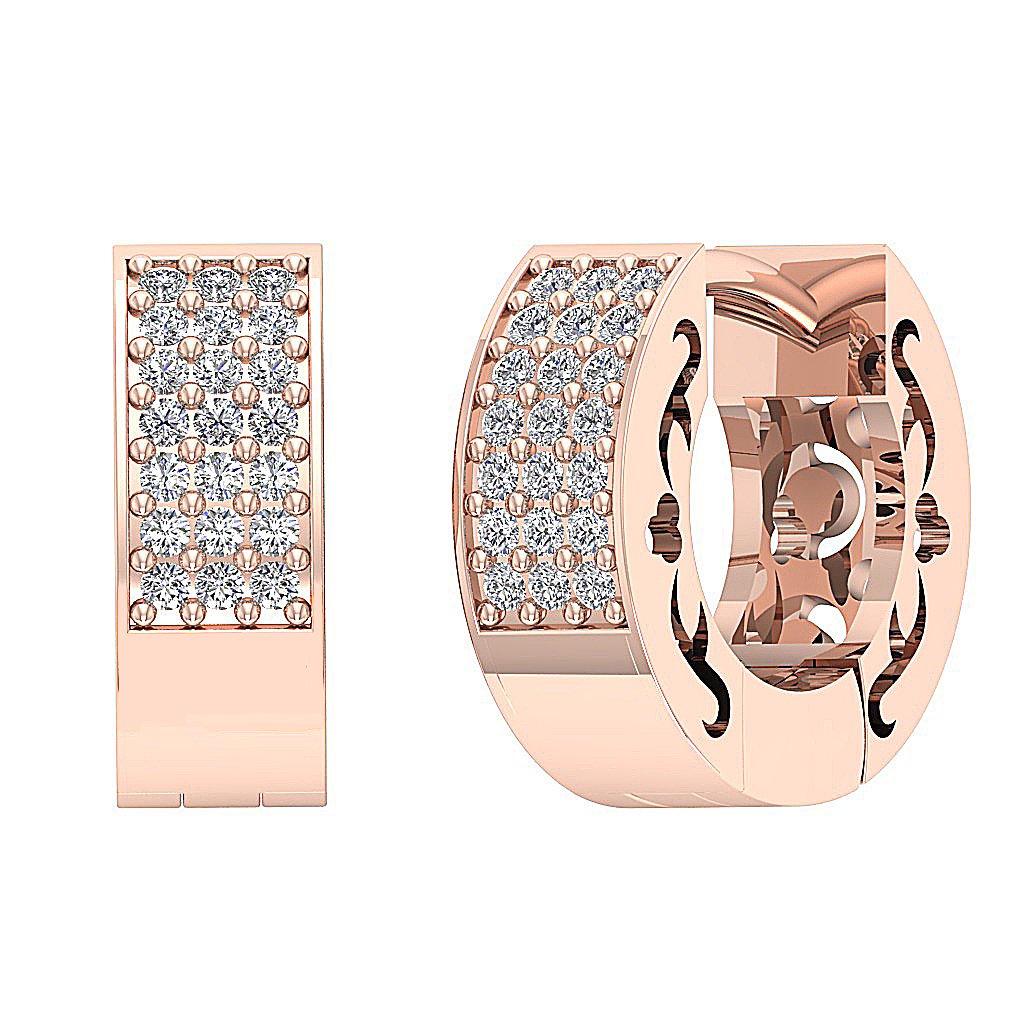 14k Rose Gold Genuine Diamond Earring