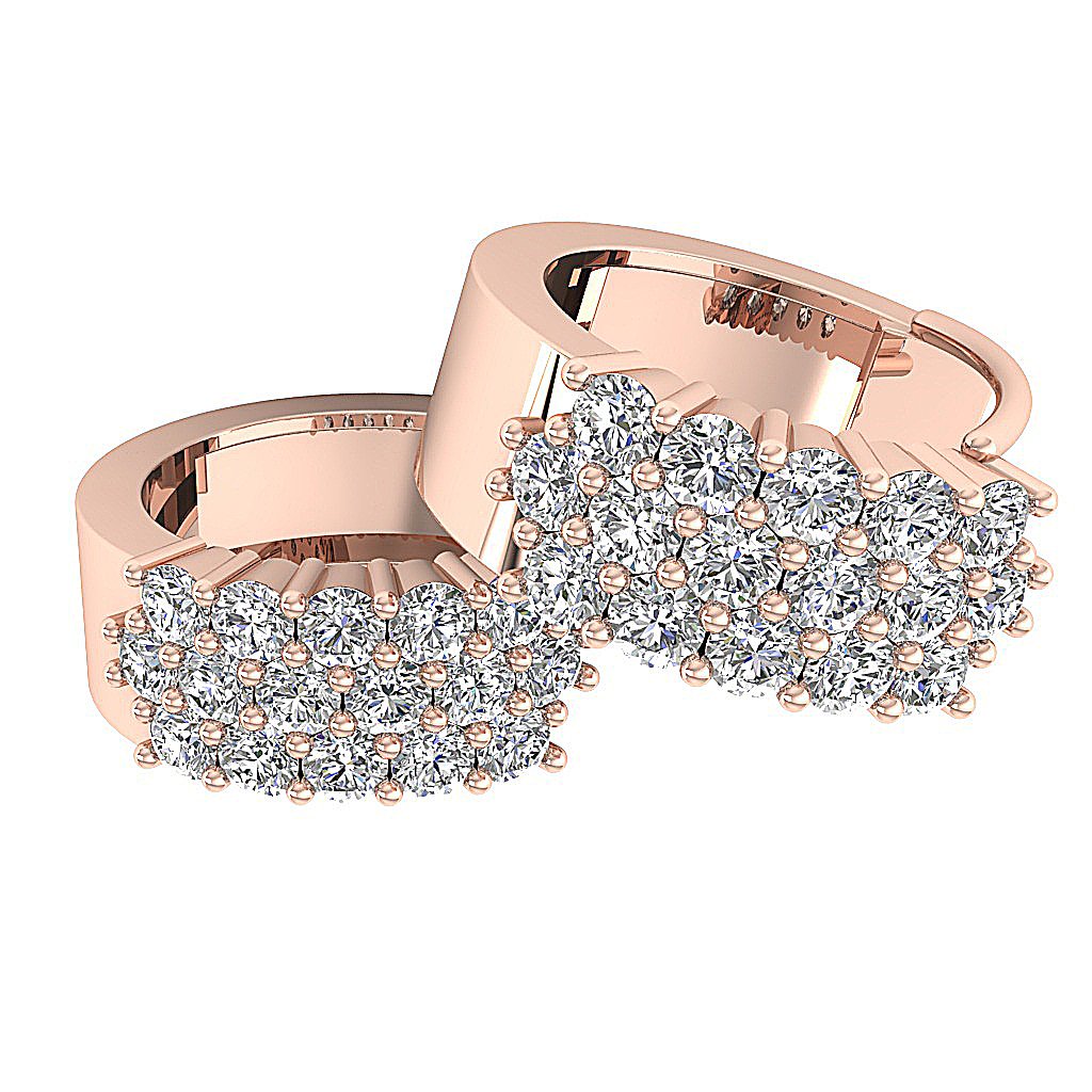 14k Solid Gold Natural Diamond Hoops Earring