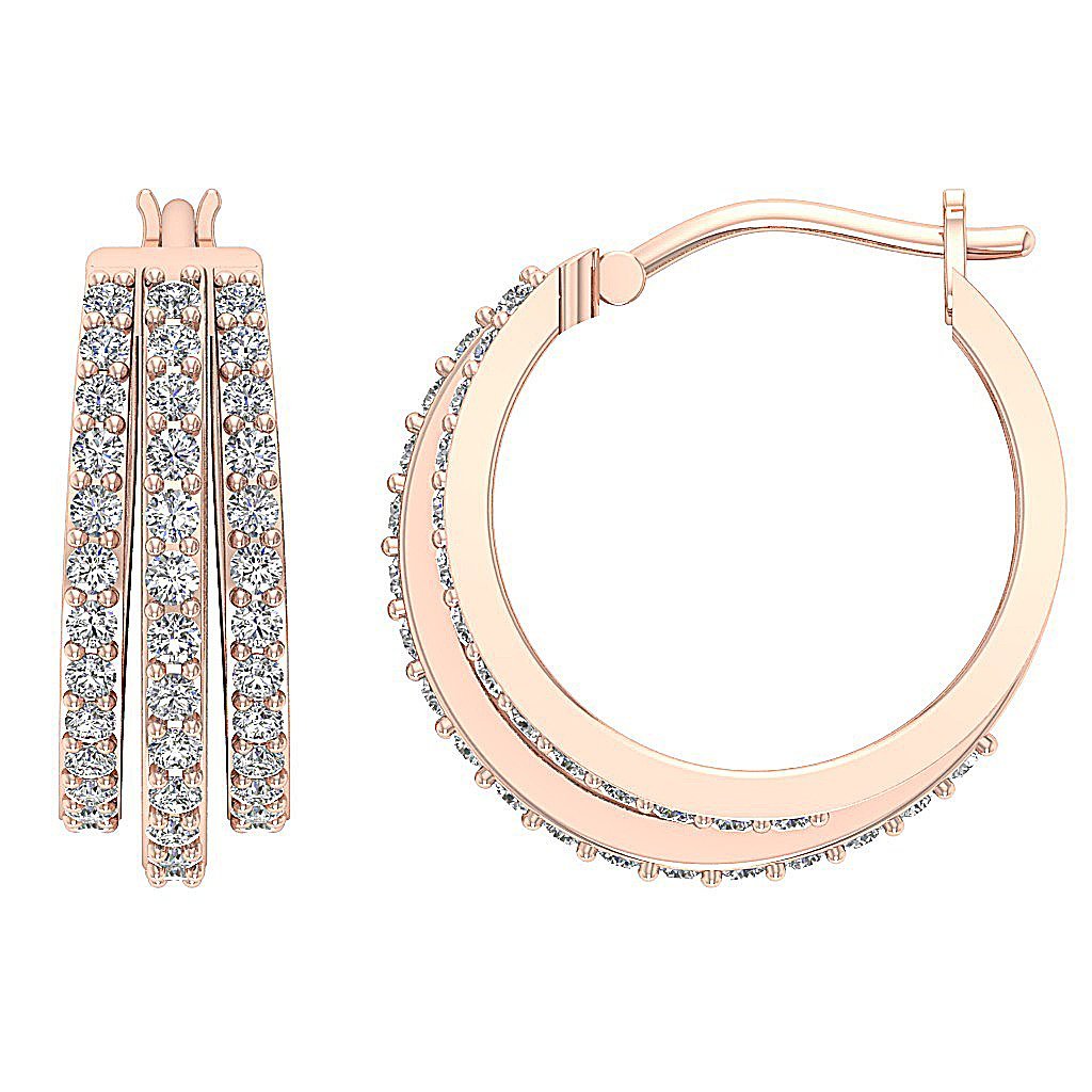 14kRoseGoldNaturalDiamondLargeHoopsEarring