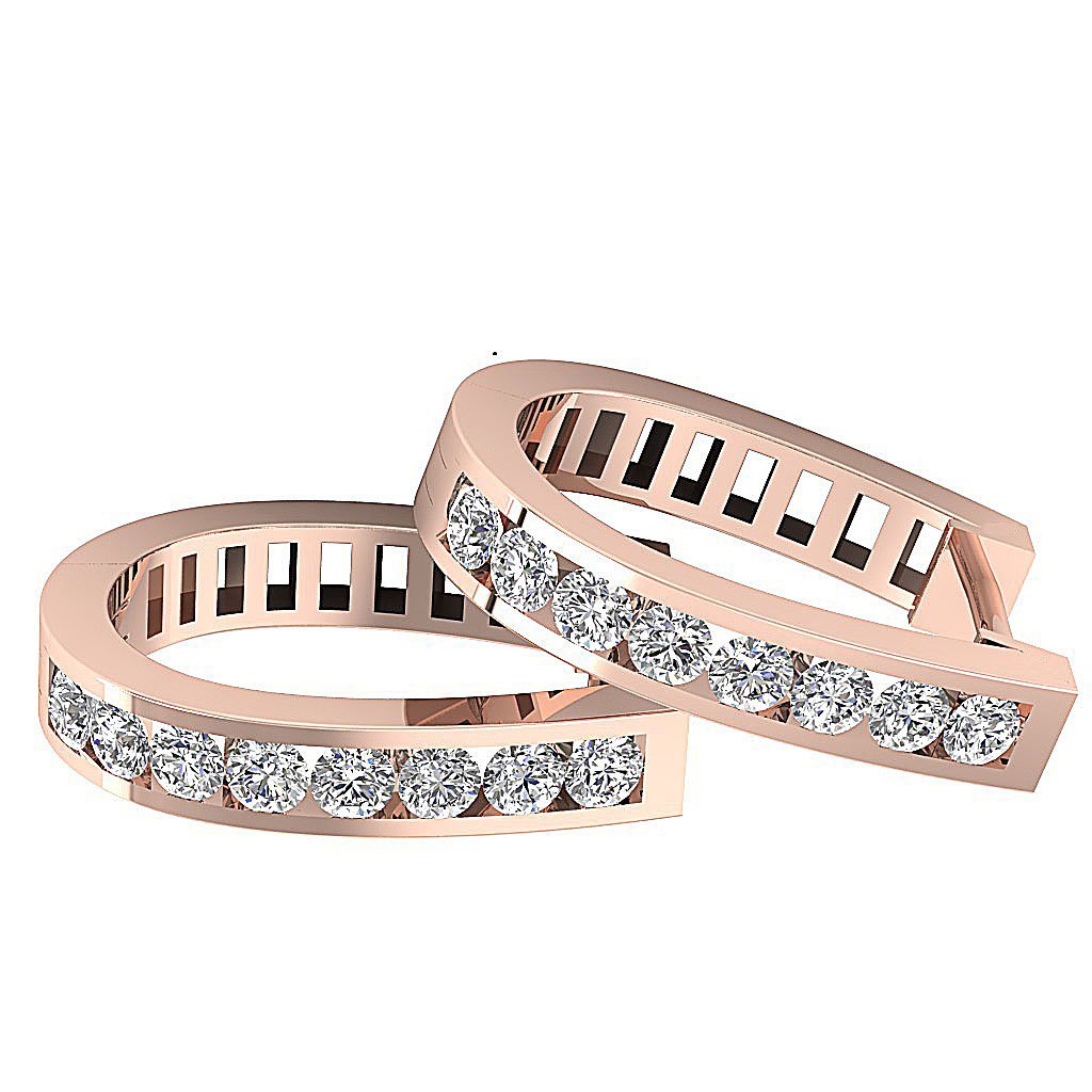 14kSolidGoldNaturalDiamondMediumHoopsEarring