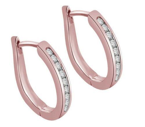 VVS1/VS1/SI1/I1 0.20 Ct Tiny Hoop Wedding Earrings Genuine Diamond 18k/14k Yellow Gold Channel Set