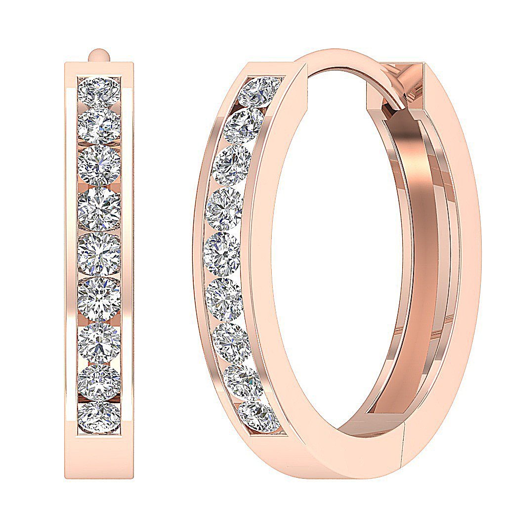 14k Rose Gold Natural Cut Diamond Earring