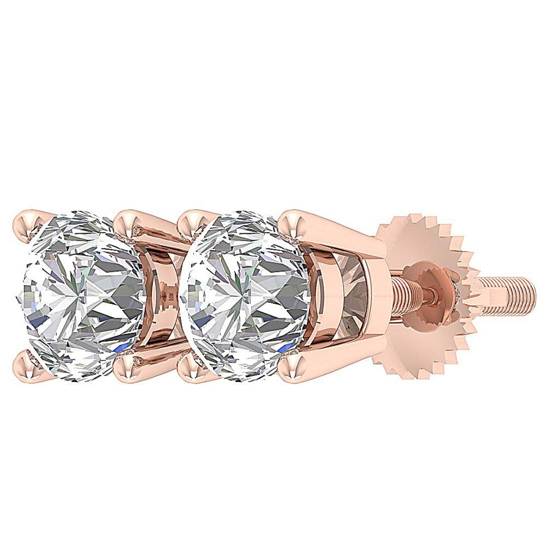 Natural Round Diamond Solitaire Studs Earrings I1 G 2.10 Ct 14k Solid Gold Prong Set