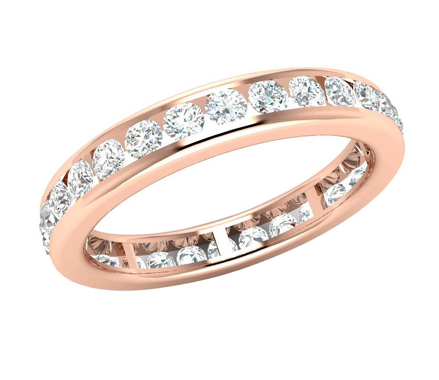 14k Yellow Gold Stackable Wedding Eternity Ring SI1 G 1.35 ct Natural Diamond Channel Set 3.40MM