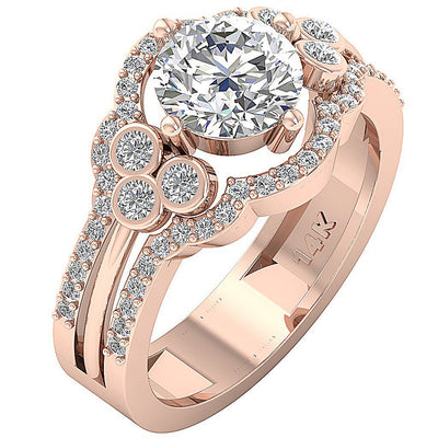 I1 G 2.20 Carat Designer Engagement Solitaire Ring Natural Round Diamond Prong & Bezel Set 12.00 MM
