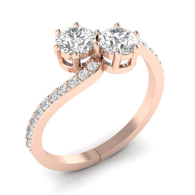 14k Rose Gold Forever Us Two Stone Solitaire Anniversary Ring SI1 G 1.45 Ct Round Diamond