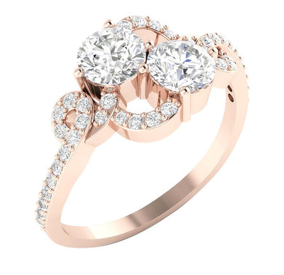 Prong Set Forever Us Two Stone Solitaire Engagement Ring SI1 G 1.35 Ct Natural Diamond 14k Solid Gold