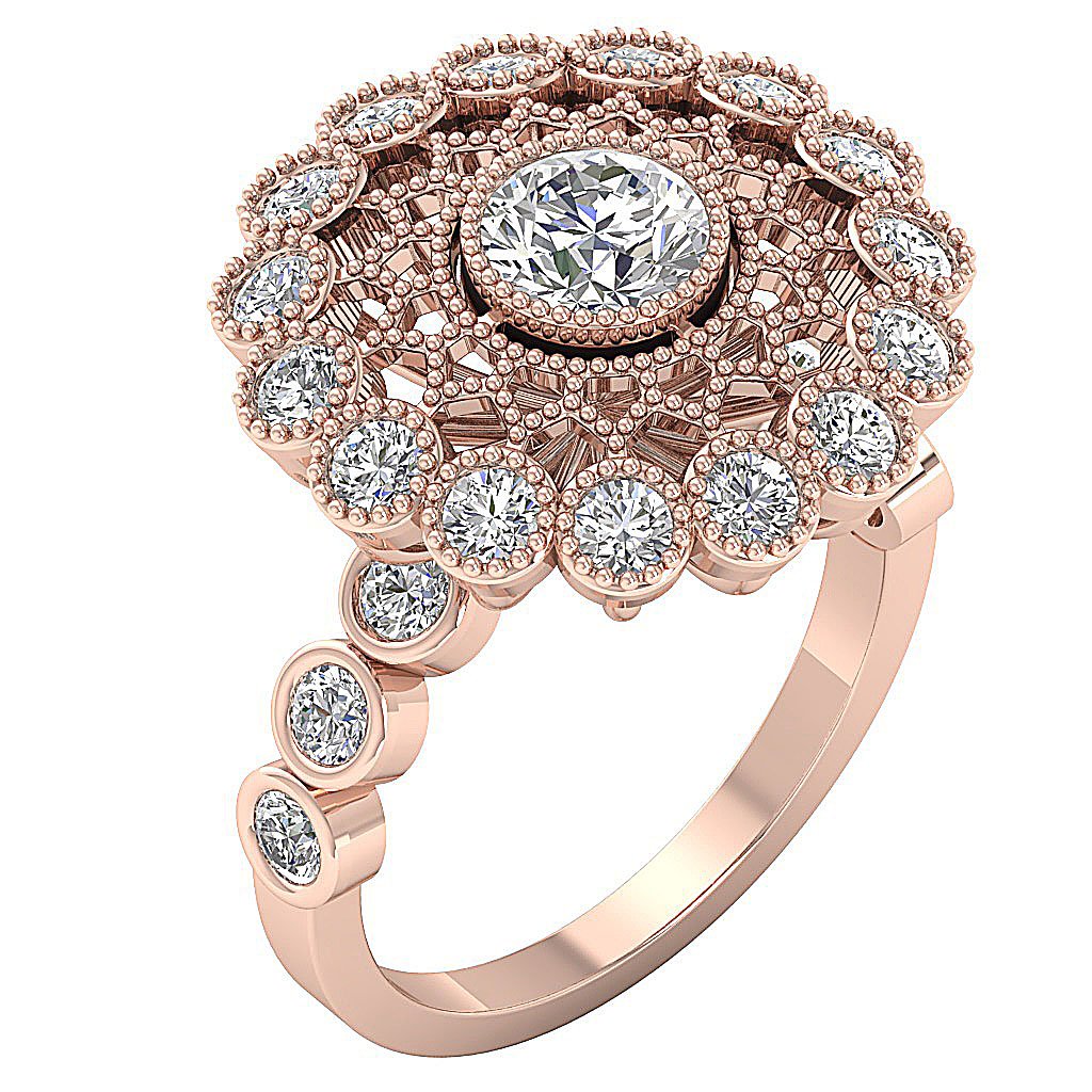 Halo Solitaire Anniversary Ring Round Diamond I1 G 3.15 Ct 14k White Yellow Rose Gold Bezel Set