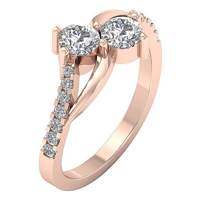 Prong Set SI1 G 1.10 Ct Forever Us Two Stone Anniversary Ring Round Diamond 14k Rose Gold