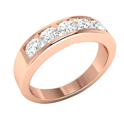 5.00 MM Five Stone Wedding Ring I1 G 1.00 Ct Genuine Diamond 14k Yellow Gold Channel Set