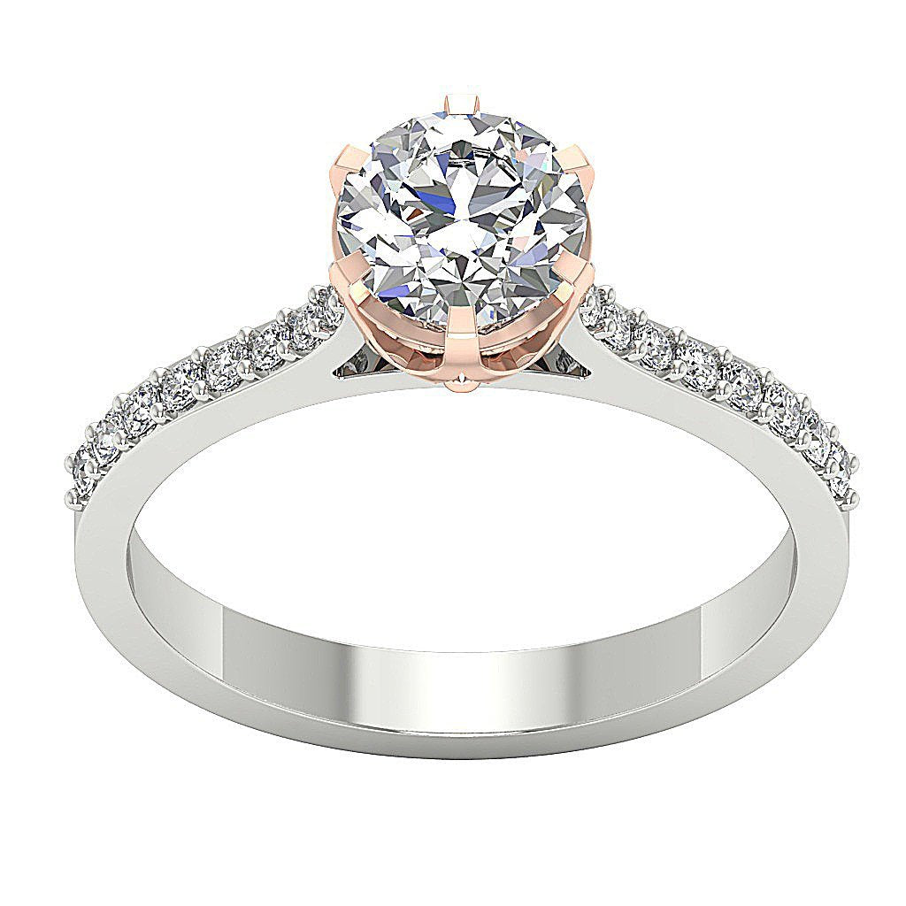 Round Diamond Solitaire Anniversary Ring 14k Two Tone Gold I1 G 1.35 Ct Prong Set 8.60 MM