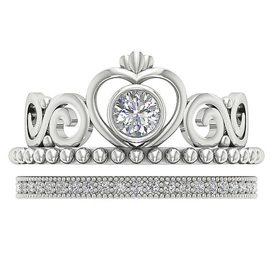Designer Solitaire Bridal Ring Set Prong & Bezel Set I1 G 0.80 Ct Round Cut Diamond