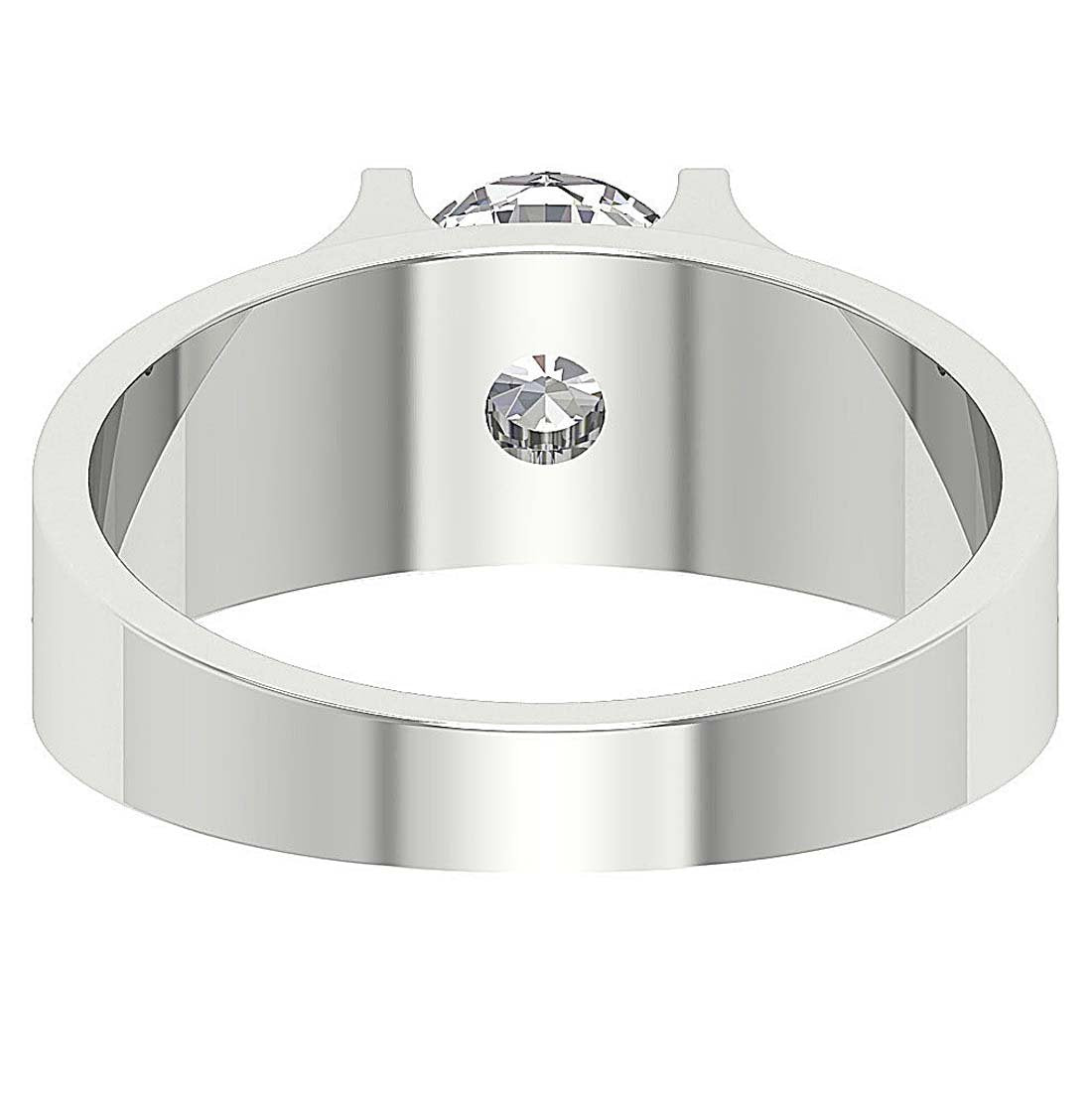Natural Diamond Men Solitaire Engagement Ring I1 G 1.00 Ct Bar Set 14k White Gold 7.50 MM