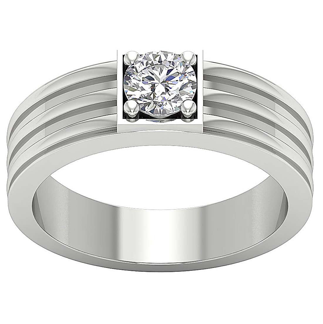 SI1/I1 G 0.75 Ct 14k White Gold Men Solitaire Anniversary Ring Round Diamond Prong Set 6.90 MM