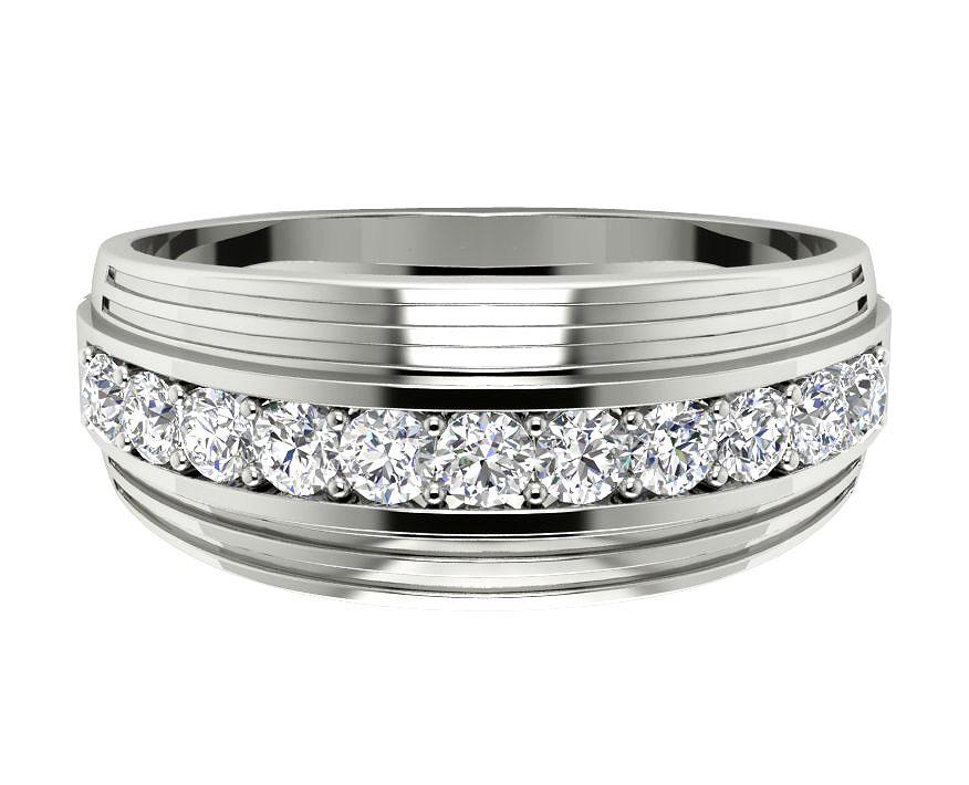 Mens Wedding Ring SI1/I1 G 0.55Ct 14k Solid Gold Natural Diamonds Channel Set Width 7.70MM