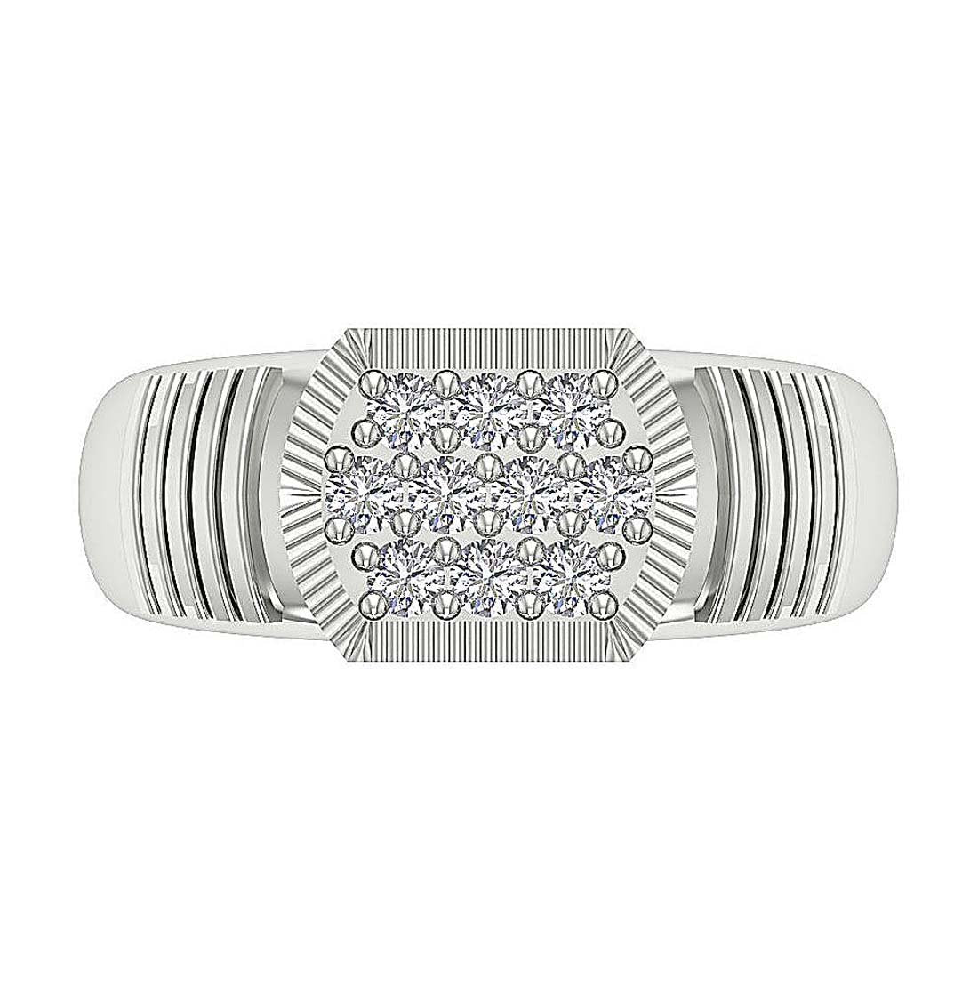 Mens Wedding Ring SI1/I1 G 0.70Ct 14k Solid Gold Natural Diamond Pave Set Width 10.65MM
