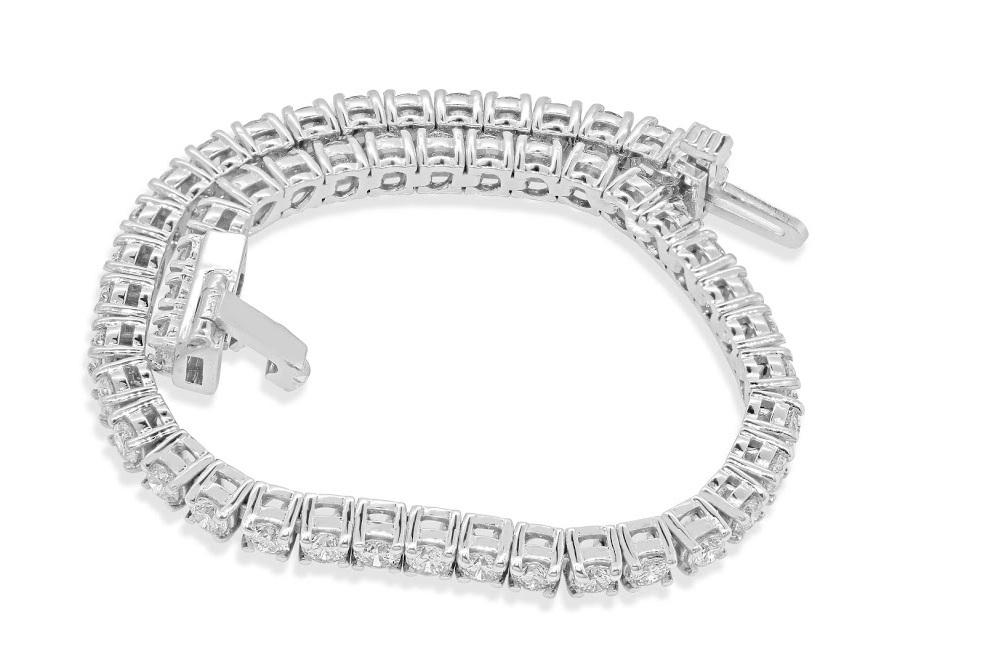I1/SI1/VS1 Tennis Bracelet 7.50Ct Prong Set Round Diamonds 14k Solid G