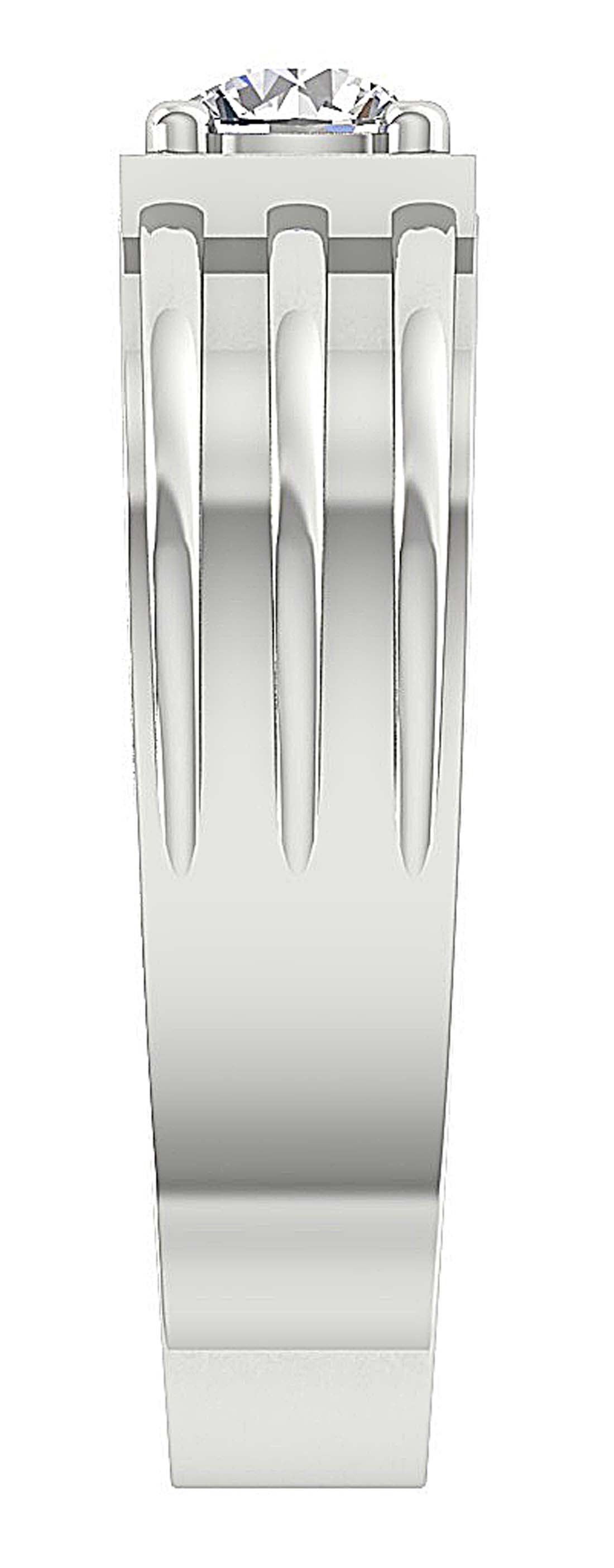 SI1/I1 G 0.75 Ct 14k White Gold Men Solitaire Anniversary Ring Round Diamond Prong Set 6.90 MM