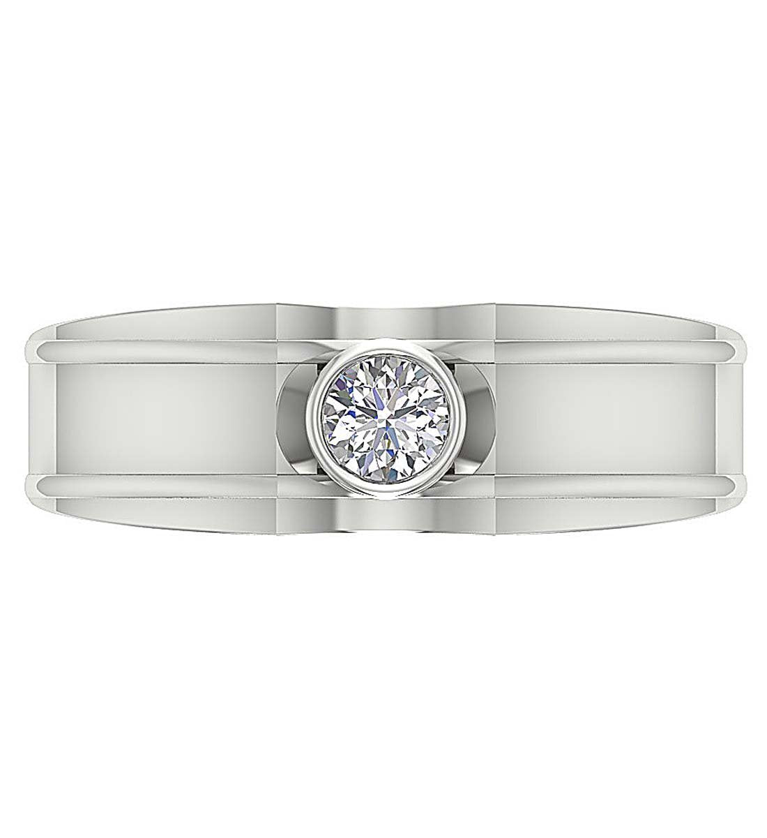 Men Solitaire Engagement Ring Natural Diamond 14k White Yellow Rose Gold SI1/I1 G 0.30 Ct Bezel Set