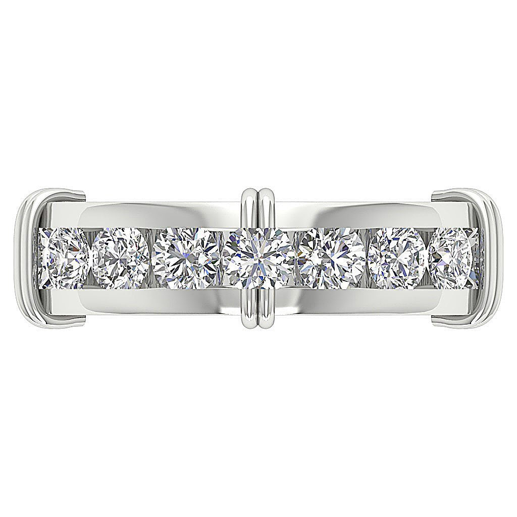 Mens Engagement Ring SI1/I1 G 1.10 Ct 14k Solid Gold Natural Diamond Channel Set Width 6.35MM