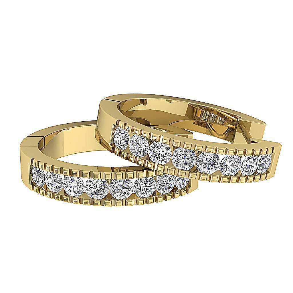 14k Yellow Gold Natural Cut Diamond Channel Set Earring