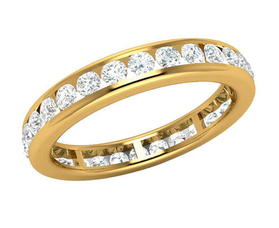 14k Yellow Gold Stackable Wedding Eternity Ring SI1 G 1.35 ct Natural Diamond Channel Set 3.40MM