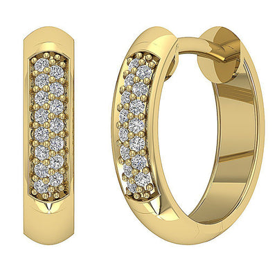 Round Diamond Small Gold Hoops Anniversary Earrings SI1/I1 G 0.15 Ct 18k/14k White Gold Prong Set