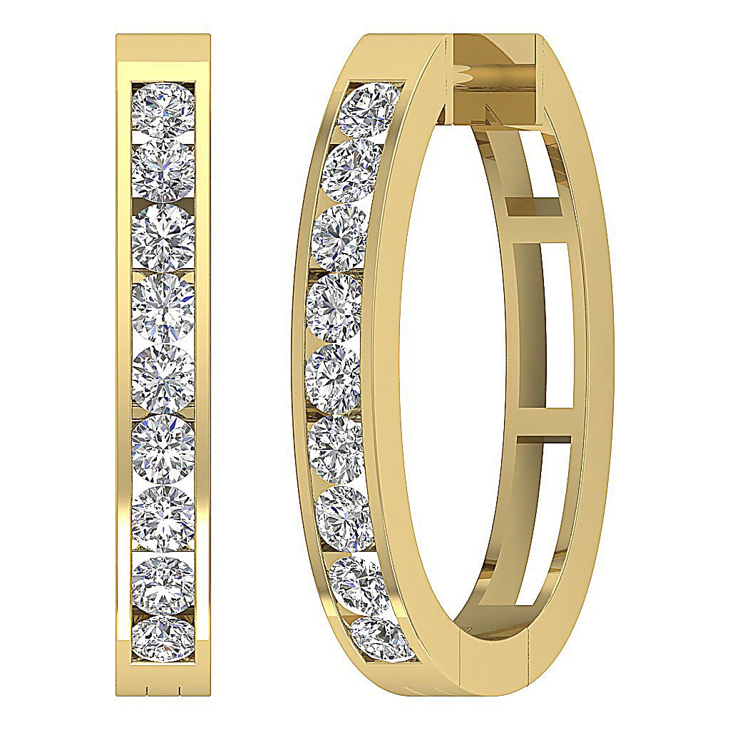 SideView14kYellowGoldDesignerHoopsEarring