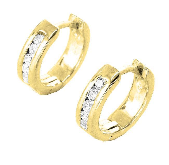 18k/14k Rose Gold Tiny Hoop Anniversary Earrings Round Diamond VVS1/VS1/SI1/I1 0.20 Ct Channel Set