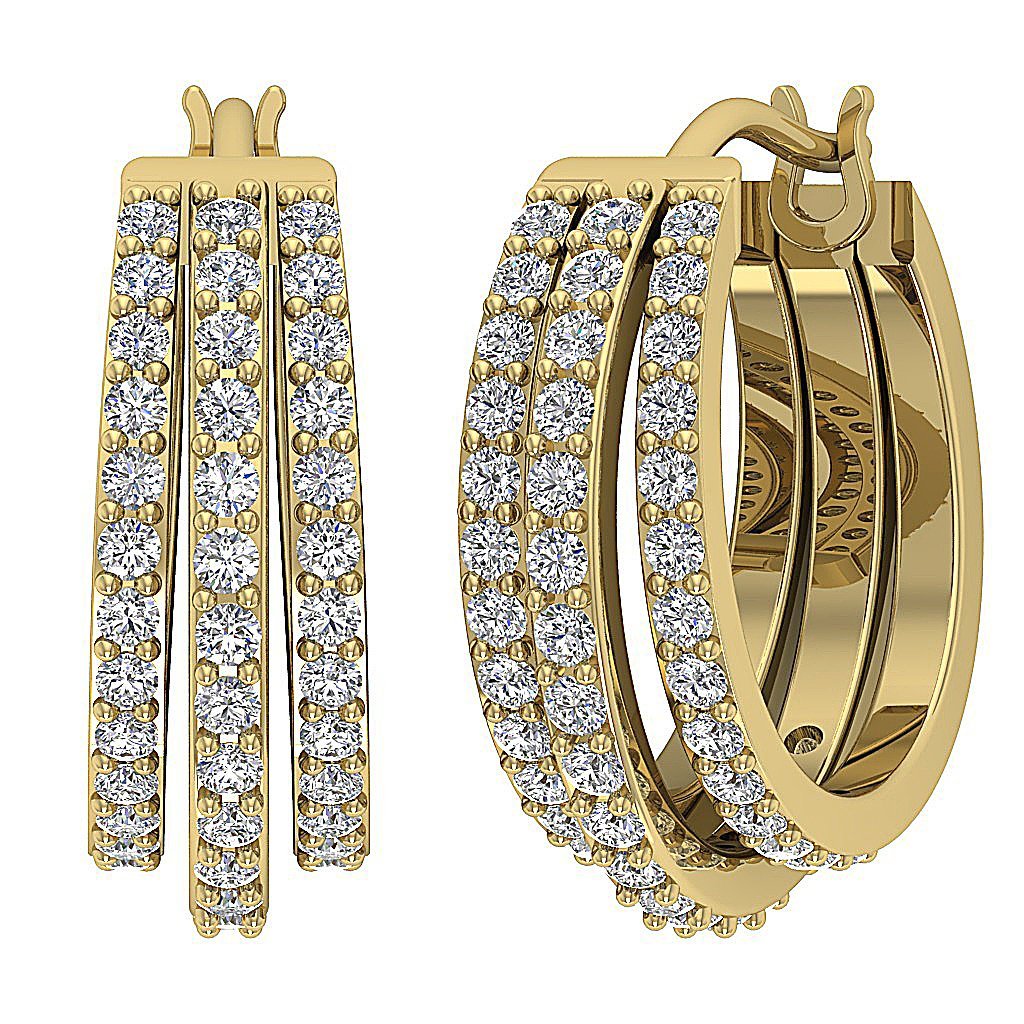 SideView14kYellowGoldDesignerLargeHoopsEarring