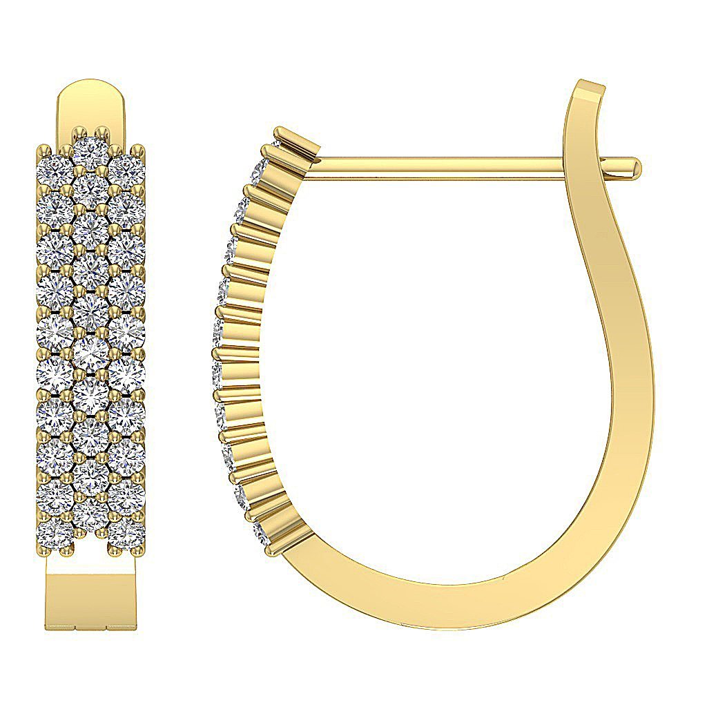 Round Diamond Medium Hoop Anniversary Earrings SI1/I1 G 0.60 Ct 18k/14k White Gold Prong Set