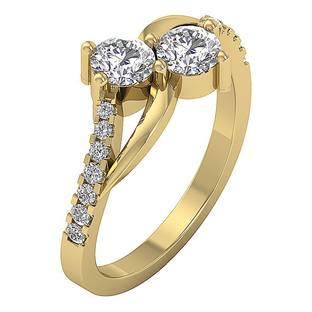 Prong Set SI1 G 1.10 Ct Forever Us Two Stone Anniversary Ring Round Diamond 14k Rose Gold