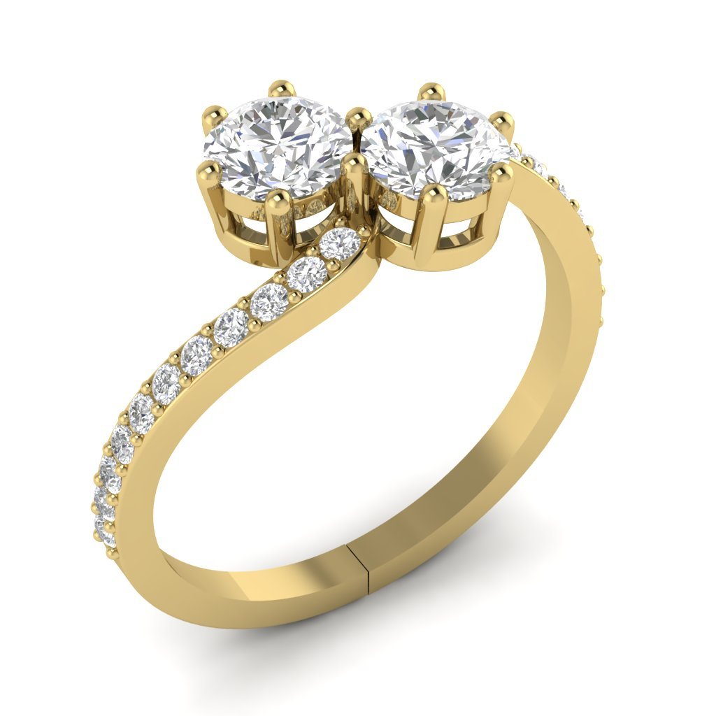 14k Rose Gold Forever Us Two Stone Solitaire Anniversary Ring SI1 G 1.45 Ct Round Diamond